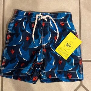 GAP Kids Swim Trunks - Blue and Red Shark Print